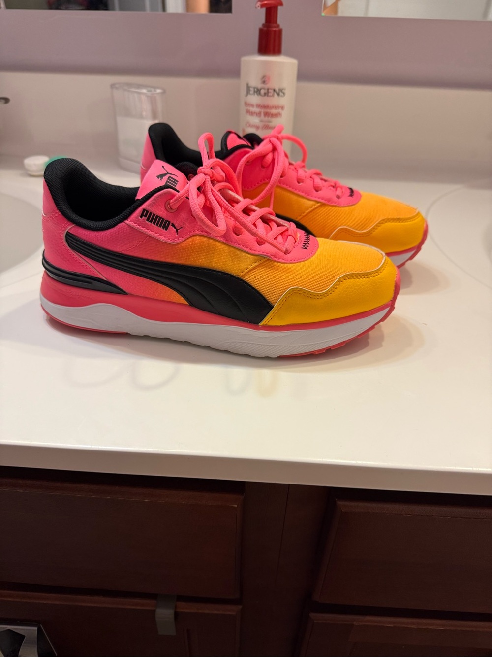 Puma Neon Pink and Yellow Athletic Sneakers